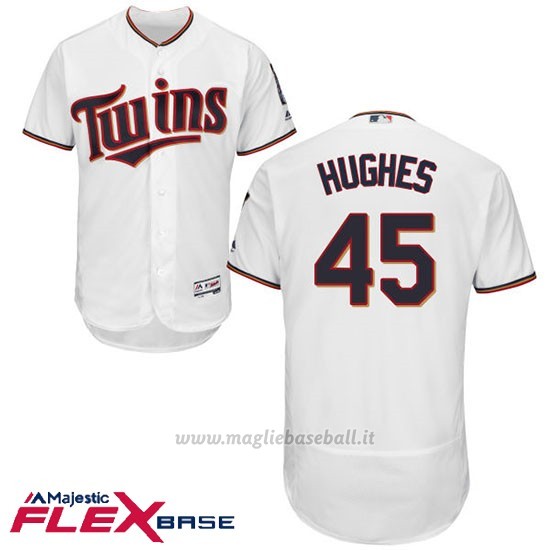 Maglia Baseball Uomo Minnesota Twins Phil Hughes Bianco Autentico Collezione Flex Base Custom